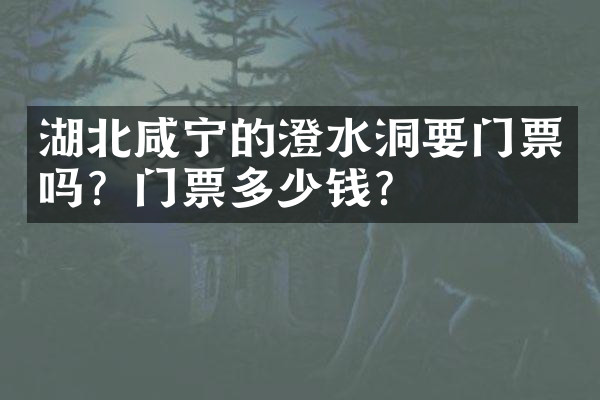 湖北咸宁的澄水洞要门票吗？门票多少钱？