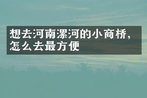 想去河南漯河的小商桥，怎么去最方便