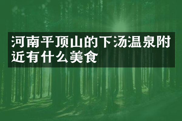 河南平顶山的下汤温泉附近有什么美食