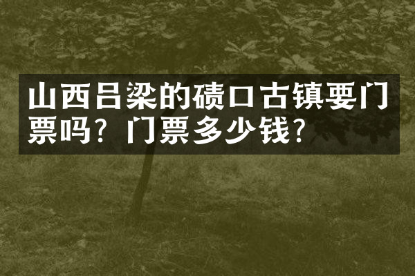 山西吕梁的碛口古镇要门票吗？门票多少钱？