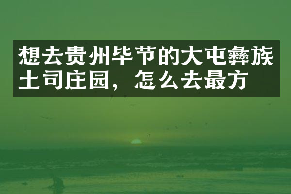 想去贵州毕节的大屯彝族土司庄园，怎么去最方便