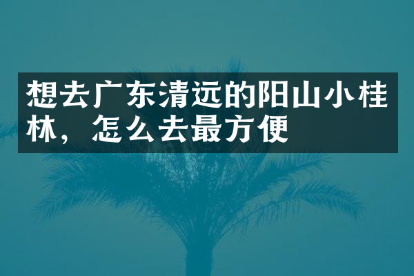 想去广东清远的阳山小桂林，怎么去最方便