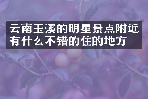 云南玉溪的明星景点附近有什么不错的住的地方吗