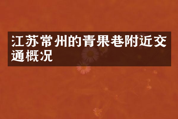 江苏常州的青果巷附近交通概况