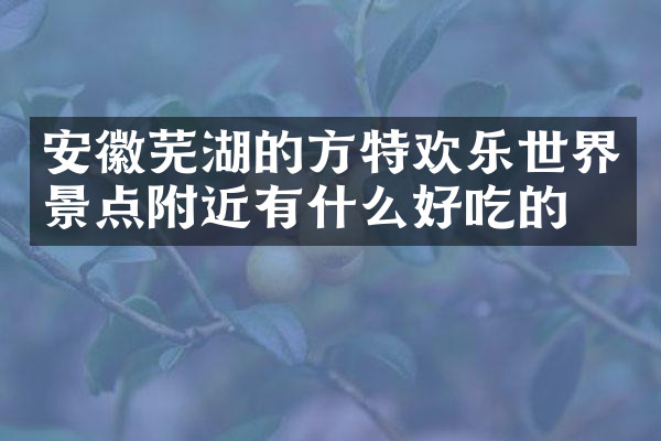 安徽芜湖的方特欢乐世界景点附近有什么好吃的