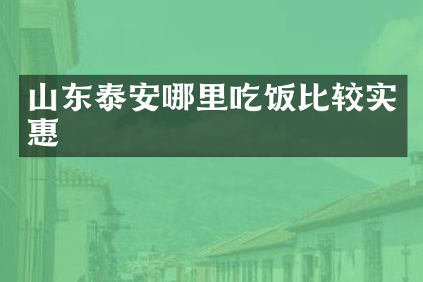 山东泰安哪里吃饭比较实惠