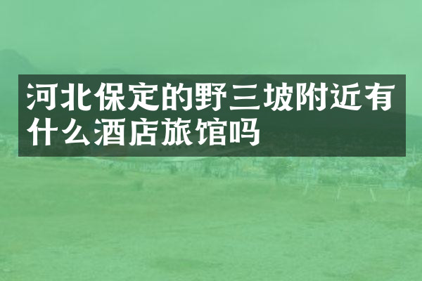 河北保定的野三坡附近有什么酒店旅馆吗