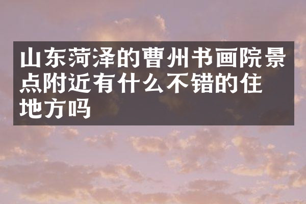 山东菏泽的曹州书画院景点附近有什么不错的住的地方吗