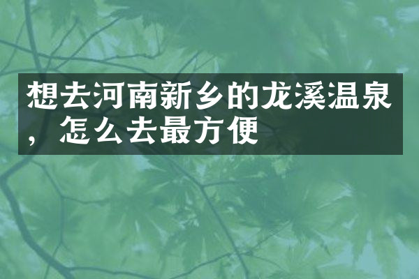 想去河南新乡的龙溪温泉，怎么去最方便