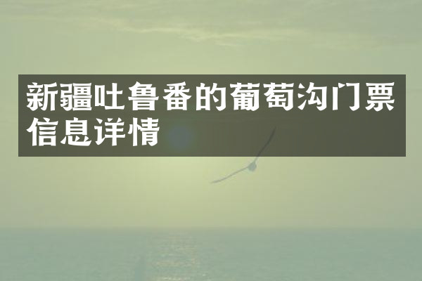 新疆吐鲁番的葡萄沟门票信息详情