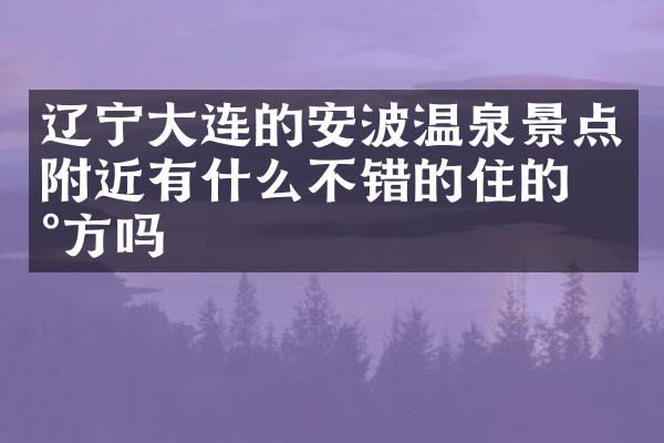 辽宁大连的安波温泉景点附近有什么不错的住的地方吗