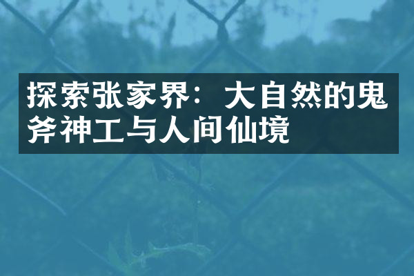 探索张家界：大自然的鬼斧神工与人间仙境