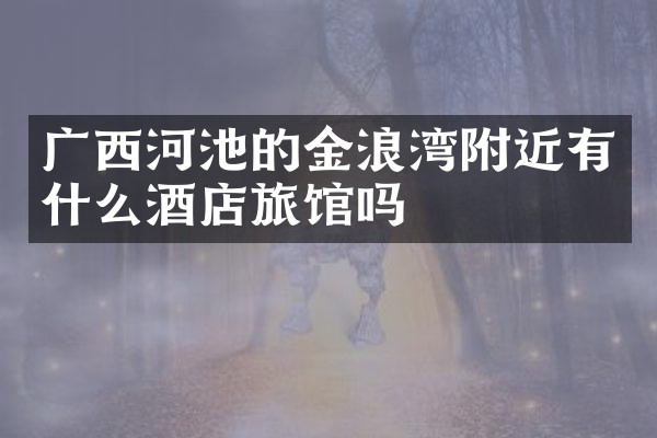 广西河池的金浪湾附近有什么酒店旅馆吗