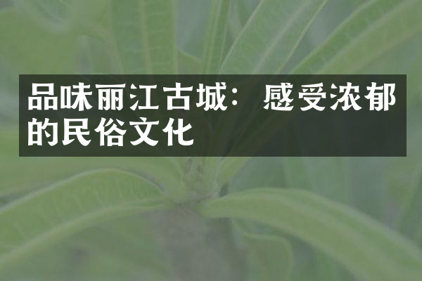 品味丽江古城：感受浓郁的民俗文化