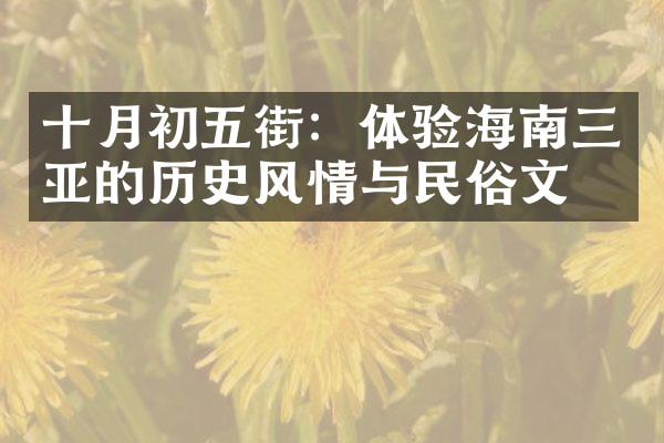 十月初五街：体验海南三亚的历史风情与民俗文化