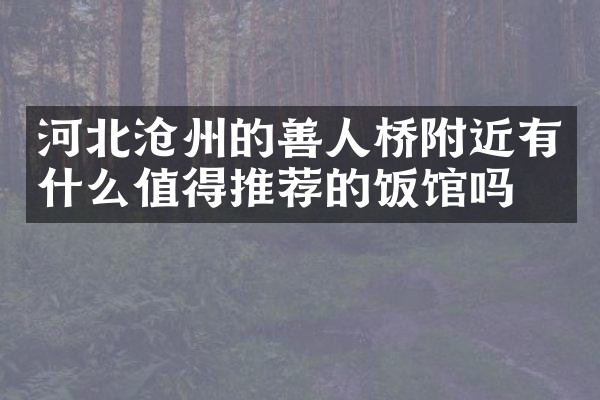 河北沧州的善人桥附近有什么值得推荐的饭馆吗