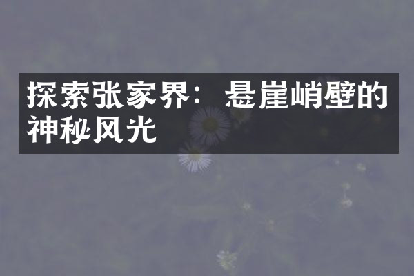 探索张家界：悬崖峭壁的神秘风光