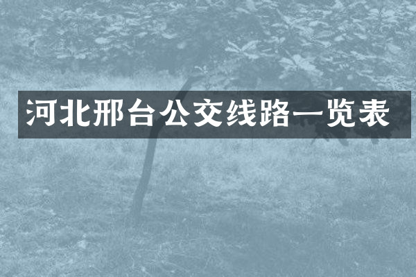 河北邢台公交线路一览表