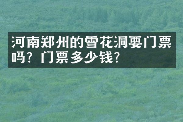 河南郑州的雪花洞要门票吗？门票多少钱？