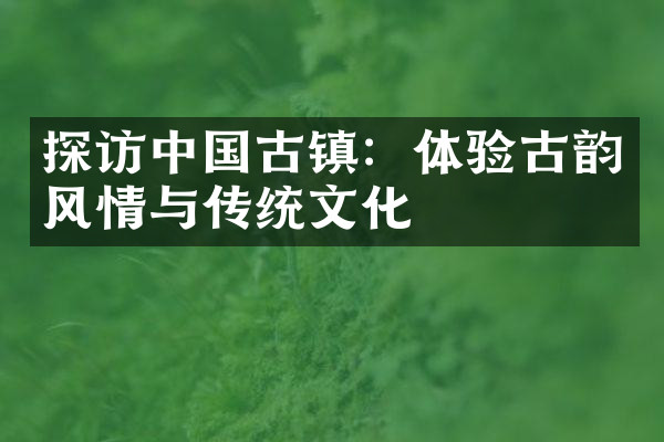 探访中国古镇：体验古韵风情与传统文化