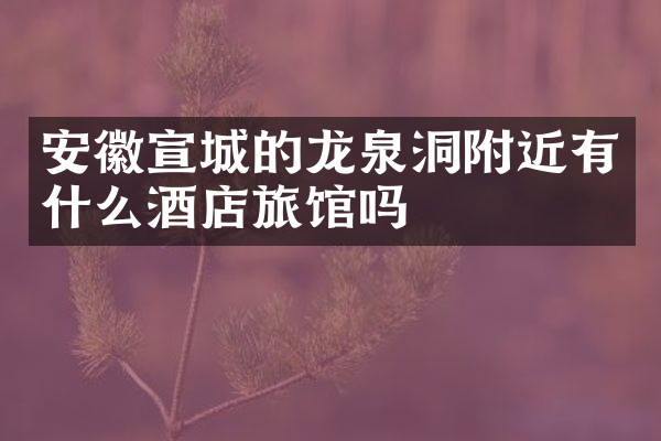 安徽宣城的龙泉洞附近有什么酒店旅馆吗