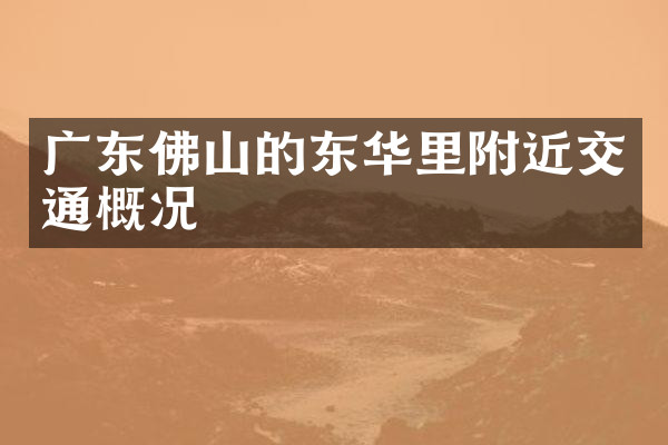 广东佛山的东华里附近交通概况
