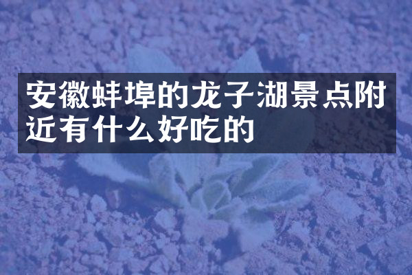安徽蚌埠的龙子湖景点附近有什么好吃的