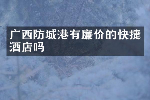 广西防城港有廉价的快捷酒店吗
