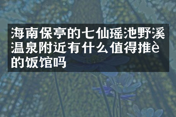 海南保亭的七仙瑶池野溪温泉附近有什么值得推荐的饭馆吗