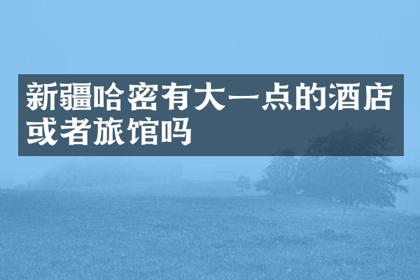 新疆哈密有大一点的酒店或者旅馆吗