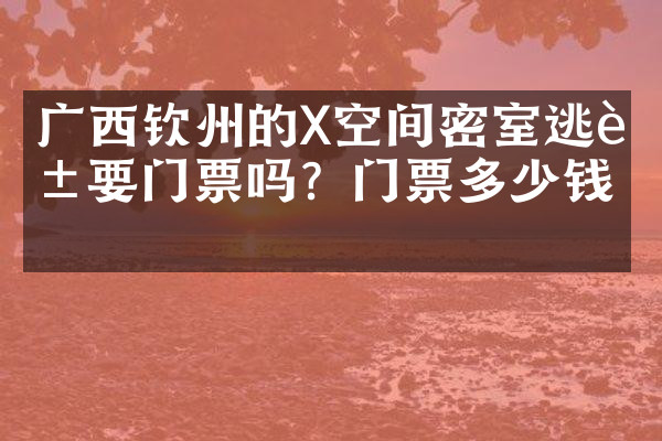 广西钦州的X空间密室逃脱要门票吗？门票多少钱？