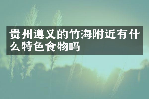 贵州遵义的竹海附近有什么特色食物吗