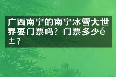 广西南宁的南宁冰雪大世界要门票吗？门票多少钱？