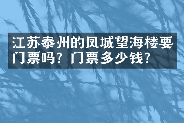 江苏泰州的凤城望海楼要门票吗？门票多少钱？