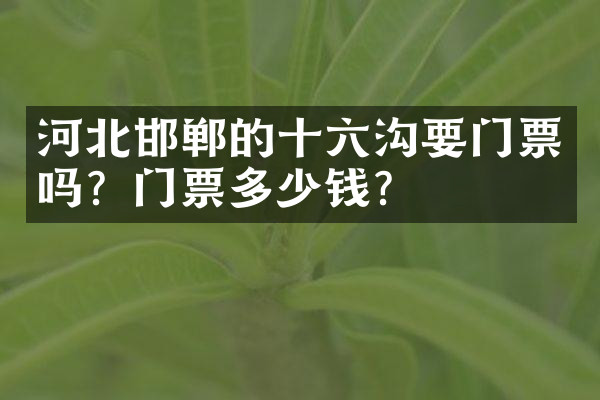 河北邯郸的十六沟要门票吗？门票多少钱？