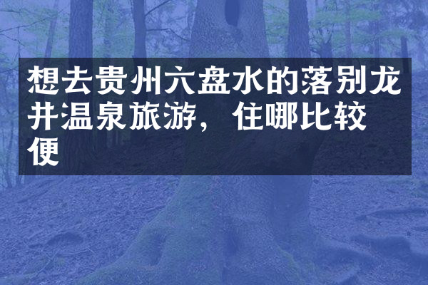 想去贵州六盘水的落别龙井温泉旅游，住哪比较方便