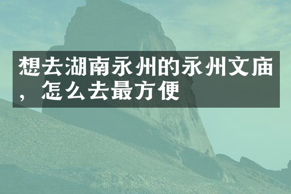 想去湖南永州的永州文庙，怎么去最方便