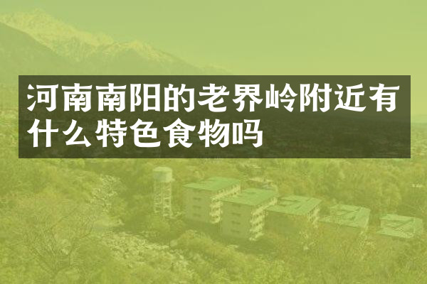 河南南阳的老界岭附近有什么特色食物吗