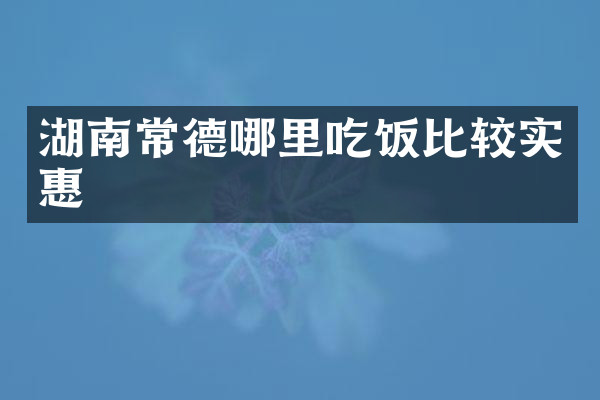 湖南常德哪里吃饭比较实惠