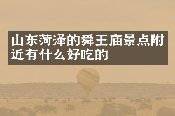 山东菏泽的舜王庙景点附近有什么好吃的
