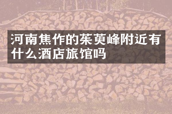 河南焦作的茱萸峰附近有什么酒店旅馆吗