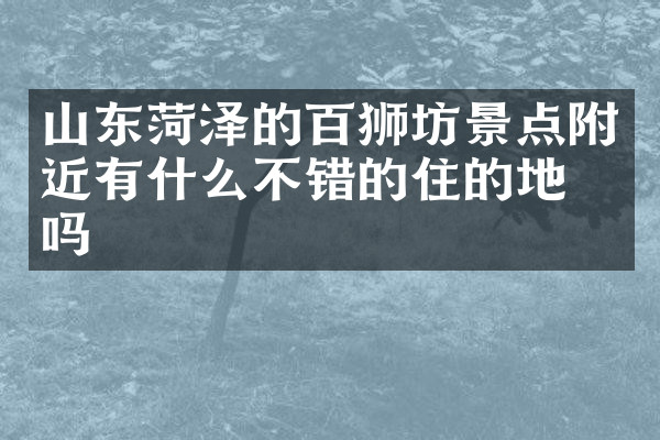 山东菏泽的百狮坊景点附近有什么不错的住的地方吗