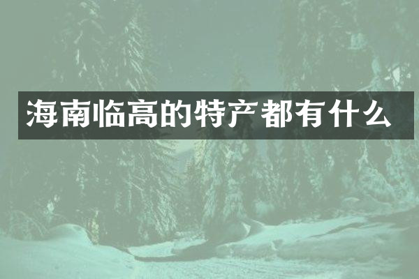 海南临高的特产都有什么