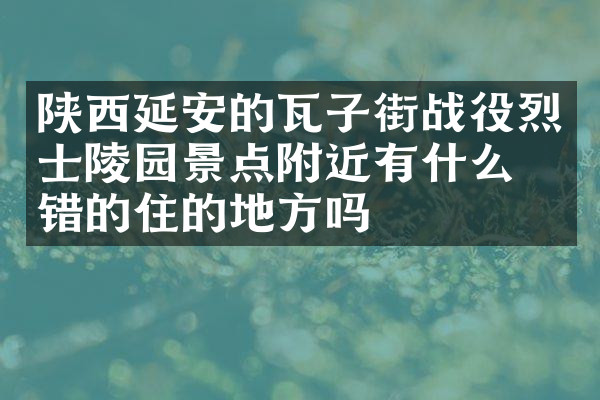 陕西延安的瓦子街战役烈士陵园景点附近有什么不错的住的地方吗