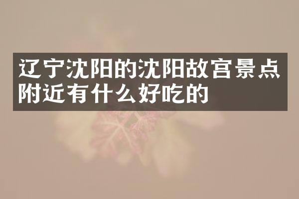 辽宁沈阳的沈阳故宫景点附近有什么好吃的
