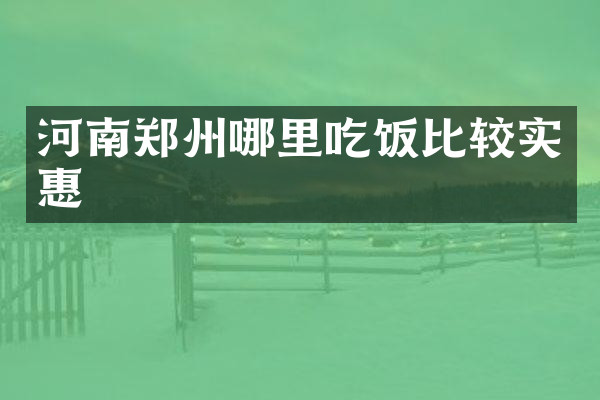 河南郑州哪里吃饭比较实惠