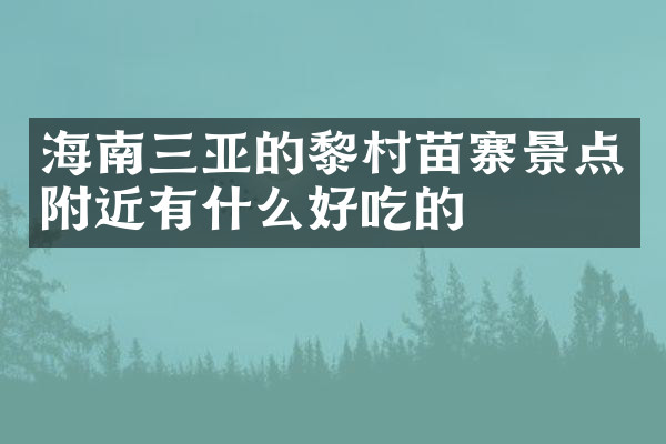 海南三亚的黎村苗寨景点附近有什么好吃的