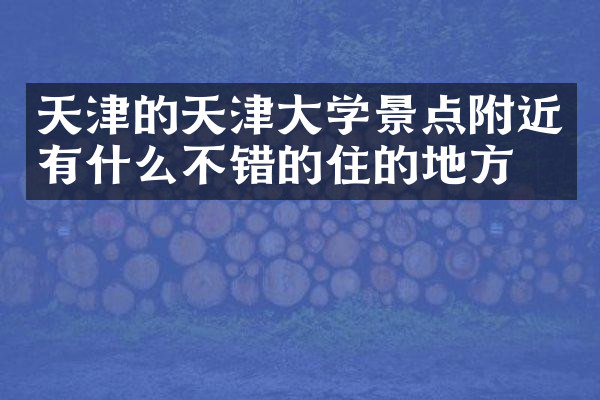 天津的天津大学景点附近有什么不错的住的地方吗