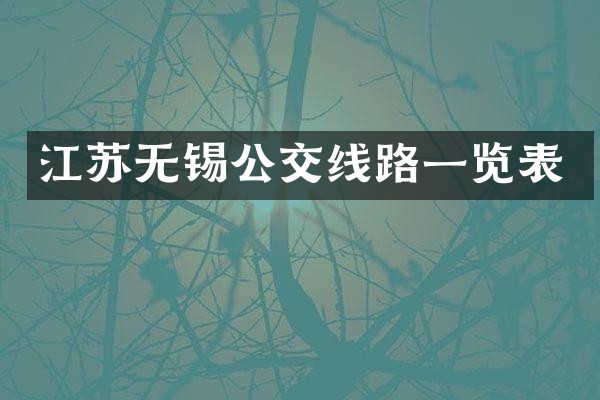 江苏无锡公交线路一览表
