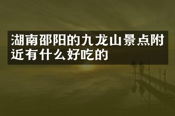 湖南邵阳的九龙山景点附近有什么好吃的